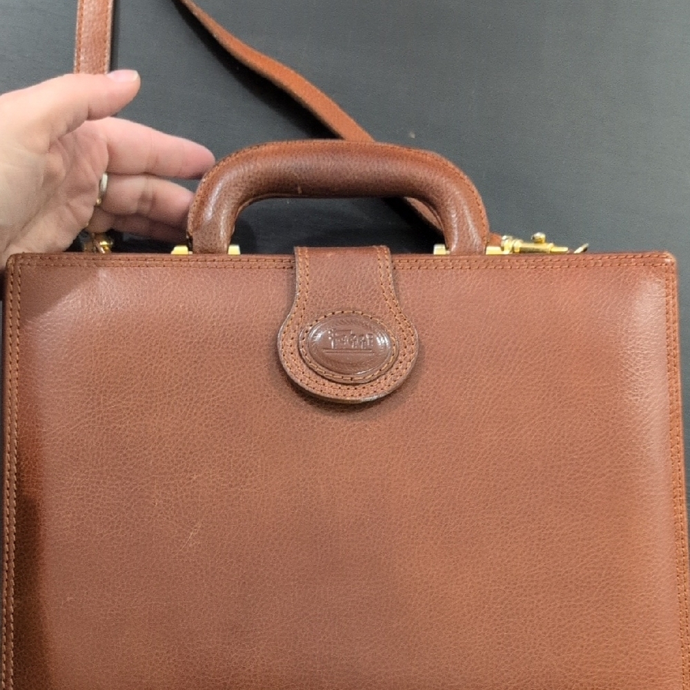 Vintage Feggi Tan Leather Briefcase Purse